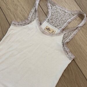 Y2K Lace Lined Hollister Floral Tank Top Sz M Trendy Logo